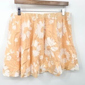 American Eagle Women Size XL Skirt Short Mini Peach Orange White Hawaiian Floral